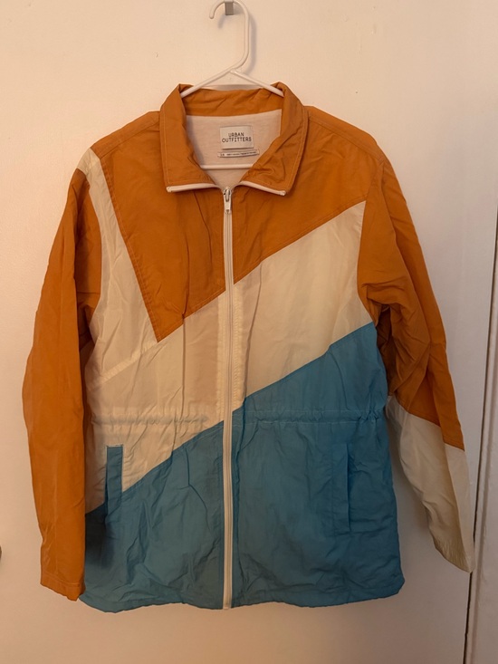 Urban Outfitters Jackets & Blazers - Urban Outfitters Orange, Cream & Blue Colorblock Windbreaker